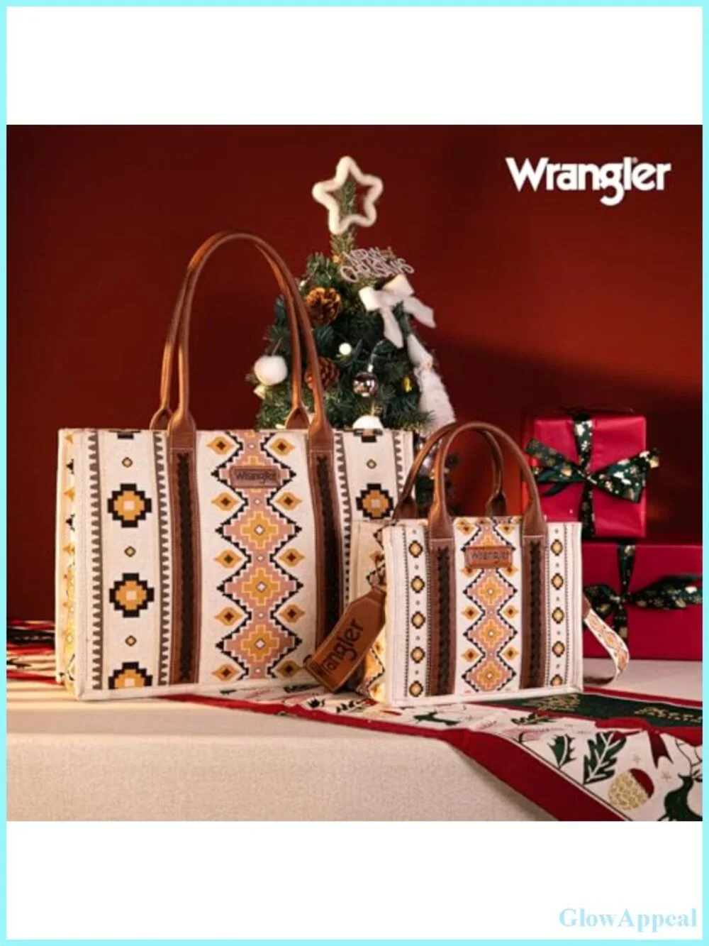 Wrangler Women's Aztec Hobo Tote Bag Canvas Shoulder Purse with Guitar Strap